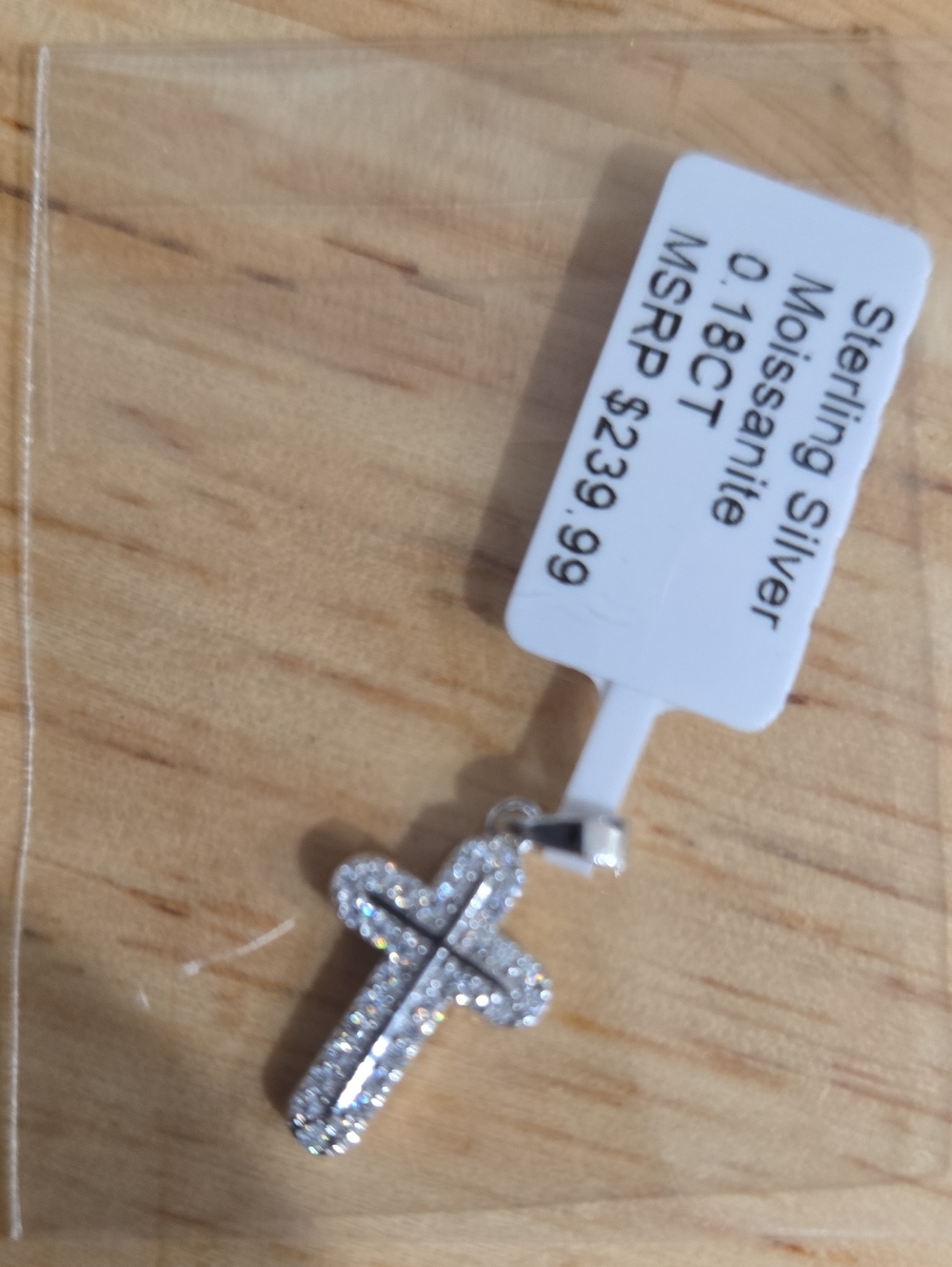 Sterling Silver Moissanite Cross Pendant - Silver